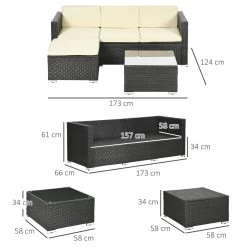 Outsunny Conjunto De Muebles De Ratán De Jardín 3 Piezas Muebles De Ratán Exterior Sofá De 3 Plazas Con Cojines Acolchados Mesa De Centro Con Tablero De Vidrio Templado Y Reposapiés Negro -Tienda de muebles de jardín e82308200c2d265c47dac5831e5d969aaae48460 970022e30bfe40919494aea3f39becd0