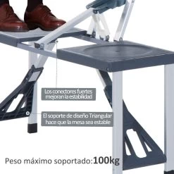 Outsunny Mesa Maleta De Camping Plegable Portátil 4 Asientos Y Agujero Sombrilla Estructura Aluminio Playa Picnic 136x84,5x66 Cm (Gris) -Tienda de muebles de jardín e8333933a40733809b16206ade5ee01ae2014531 12005819b9354f6aa501e9b1b6b3b2f7