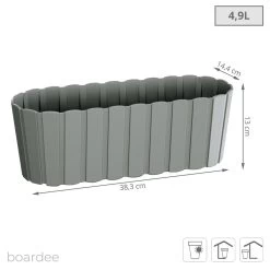 Prosperplast Jardinera Para Balcón BOARDEE BASIC 4,9L., Dimensiones (mm) 383x144x130, Color Gris Piedra -Tienda de muebles de jardín e8515d277bf8144a1009b933560462f44cc811e6 31aa1a7f00104afba50dc36fe26a5942