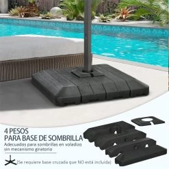 Outsunny Pesos De Base De Sombrilla En Voladizo De 4 Piezas Soporte De Parasol De Patio Rellenable De Agua De 100 Kg O Arena De 135 Kg Para Base Cruzada 98x98x18,5 Cm Negro 14 Outsunny Pesos De Base De Sombrilla En Voladizo De 4 Piezas Soporte De Parasol De Patio Rellenable De Agua De 100 Kg O Arena De 135 Kg Para Base Cruzada 98x98x18,5 Cm Negro -Tienda de muebles de jardín e869d4a73034c2218b86562c9dfb64dd3e6e0fd0 d70ca998f4a643808cd2643b8811b83b