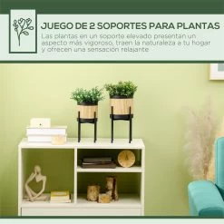 Outsunny Juego De 2 Soportes Para Plantas De Metal Cubierta De Totora Soportes Para Macetas Maceteros Redondos Para Salón Cocina Dormitorio Ø16x30 Cm Y Ø14x25,5 Cm Negro -Tienda de muebles de jardín e87408335509d60fbda41b7b93810d713c3aa2b2 9c19adac680b4e97bfa4bdefc3f8447b