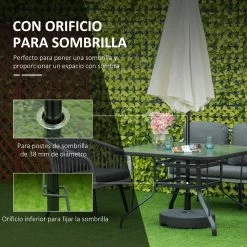 Outsunny Mesa De Cristal De Jardín Con Agujero Para Sombrilla Mesa Para Comer Cuadrada Con Marco De Acero Para Exterior Terraza Balcón 106,5x106,5x71 Cm Negro -Tienda de muebles de jardín e94d7e1ab3d78b16e3fbd5e64e8c29c1a1b8edbe a7c2a779301e4688978c3562d7a208b0