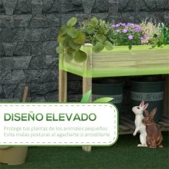 Outsunny Huerto Urbano De Madera Con Estante 91x51x76 Cm Mesa De Cultivo Rectangular Con Orificios De Drenaje Para Cultivos Plantas Jardín Terraza Exterior Color Natural -Tienda de muebles de jardín ea7d998aa604aa6a2dcb30d44130b375fba7f0a3 08b12d755e53456eb66c317a84d032aa