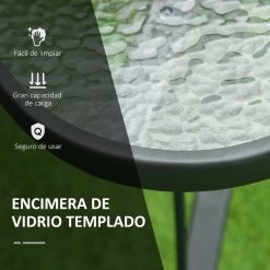 Outsunny Mesa De Cristal De Jardín Con Agujero Para Sombrilla Mesa Para Comer Cuadrada Con Marco De Acero Para Exterior Terraza Balcón 106,5x106,5x71 Cm Negro -Tienda de muebles de jardín eab30b12b7e17b7026328a8871ec8580c669ab57 17a73c240f1b4ccc8428ad128c1ec1c8