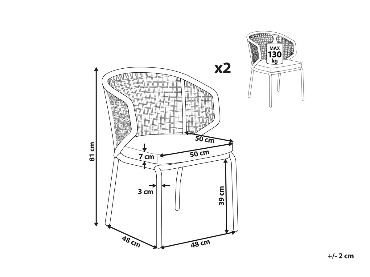 Conjunto De 2 Sillas De Balcón Gris PALMI 5 Conjunto De 2 Sillas De Balcón Gris PALMI - Imagen 3