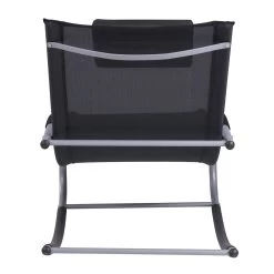 Outsunny Tumbona Mecedora De Jardín Con Reposacabezas Reposabrazos Sillón Silla De Exterior Tejido Transpirable Y Metal Para Playa Patio Terraza 63x148x85 Cm Negro -Tienda de muebles de jardín ebed72f78b002910fc73566efcce0a07e516eec0 edd1df541ffc4fd3b4c4407a35958a46