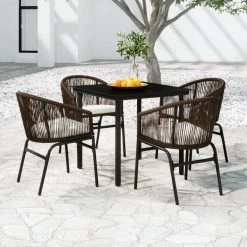 Juego De Comedor De Jardín De 5 Piezas Marrón VidaXL -Tienda de muebles de jardín ebedd5cb812482265578d1b5c977036bf68df6b3 1014f34cee094333ab72ad80a9740bb0