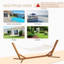 Outsunny Soporte Para Hamaca De Madera Plegable Ajustable De 3 Niveles Estructura Para Hamaca 217-380 Cm De Longitud Carga Máx. 150 Kg Para Jardín Terraza 388x152x89 Cm Teca -Tienda de muebles de jardín ec9b563b4a4fd5e9deaa1fe71cc378cf12aacd36 0d362bbc8d98422bbadcecd33a1de7c5