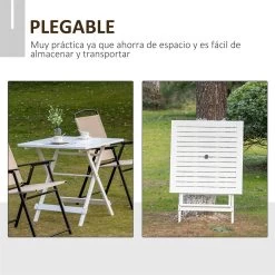Outsunny Mesa De Jardín Plegable De Madera Maciza Con Agujero Para Sombrilla Mesa Cuadrada De Exterior Para Camping Viaje Picnic Terraza Balcón 70x70x70 Cm Blanco -Tienda de muebles de jardín ec9e28041003a5e09ce0af729faea9f45bff8ed9 75c7b9fe6230426d8659a0f2a8c6334d