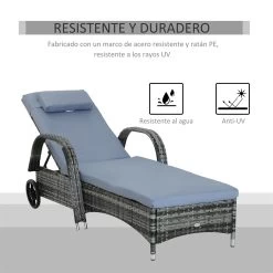 Outsunny Conjunto De 2 Tumbonas De Ratán De Jardín Chaise Longue Con Respaldo Ajustable En 5 Posiciones Cojines Acolchados Reposacabezas Y 2 Ruedas 200x73x72-103 Cm Gris -Tienda de muebles de jardín ee96ce132c08315f4bf1867738218c775cca6a97 568d8d75e4524eac95fb44bb24781f99