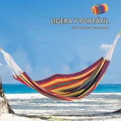 Outsunny Hamaca De Algodón Para Jardín 200x100 Cm Hamaca Colgante Portátil Carga Máx. 120 Kg Para Acampar Piscina Camping Rayas Multicolor -Tienda de muebles de jardín eedf884b934e0de1f9bfe1dceafa6dc3eddd7f24 f104399bdc3248e8a4ce1869af095f2e
