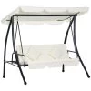 Outsunny Columpio Balancín Jardín De 3 Plazas Convertible En Cama Con Techo Ajustable Cojín Acolchado Y Almohadas Para Balcón Terraza Carga 340 Kg Acero 200x125x170 Cm Crema -Tienda de muebles de jardín ef5487a5e370ba4283ca02de9d42c2206f5c128f 244449792cba49ad824167d29662dffc