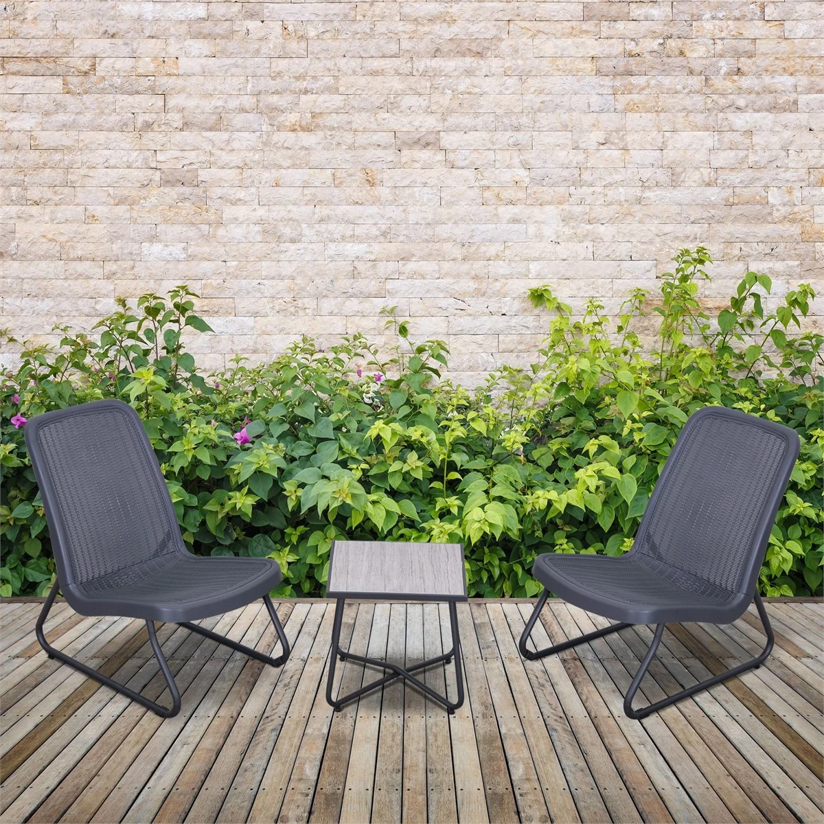 Outsunny Conjunto De Muebles De Jardín 3 Piezas Juego De 2 Sillas Y Mesa Con Encimera De Cristal Templado Efecto Mármol Terraza Piscina 53,5x80,5x76 Cm Gris 4 Outsunny Conjunto De Muebles De Jardín 3 Piezas Juego De 2 Sillas Y Mesa Con Encimera De Cristal Templado Efecto Mármol Terraza Piscina 53,5x80,5x76 Cm Gris - Imagen 2