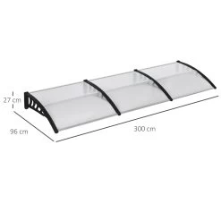 Outsunny Tejadillo De Protección 303x96 Cm Marquesina Exterior Para Puertas Y Ventanas Contra Sol Y Lluvia Con Soporte De Aleación De Aluminio PP Policarbonato Transparente -Tienda de muebles de jardín f240e1664d5eb2e0774a70e6fc44676505f31485 8d66f22697814f108ce7bf35375cf917