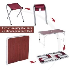 Outsunny Mesa Maleta De Aluminio 4 Taburete Plegable Portátil Para Acampada Picnic Jardín Terraza Conjunto Muebles Exterior Altura Ajustable -Tienda de muebles de jardín f28d57b305b34b14703cb16ce40a21c8ea085157 4e552d977a6b42229a0639ee1618c6fd