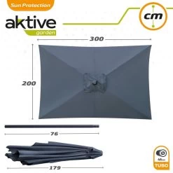 Parasol Rectangular 200x300cm Antracita Mástil Aluminio Aktive Garden -Tienda de muebles de jardín f3fbdcd0b0f4e4fe4f20994ae8e3c1fb470c0a12 834c53dbc84c486c877273750576edf1