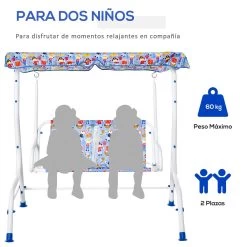 Outsunny Columpio Balancín De Jardín Infantil 2 Plazas Para Niños De +3 Años Con Toldo Ajustable En Ángulo Para Terraza Balcón Carga Máx. 60 Kg 110x70x110 Cm Azul -Tienda de muebles de jardín f5a5cd186689e89f6da9e1f5f75b52738c1d31b4 5af0860619704d8a86a0d0911db16f77