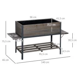 Outsunny Huerto Urbano Elevado De Madera 140x46x75,5 Cm Mesa De Cultivo De Jardín Con 2 Baldas Laterales Estante Inferior Y 2 Orificios De Drenaje Para Plantas Flores Gris -Tienda de muebles de jardín f5ce5ecd05aace04e2953d2cd875292858a4aca5 2c569efa5e3c45e19b5da33fac2d7c36