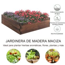 Outsunny Huerto Urbano Jardinera De Madera Maciza De Abeto Cama De Plantación De Jardín Para Cultivo Plantas Flores Hierbas 80x80x22,5 Cm Marrón -Tienda de muebles de jardín f662e8110941bf80d9879b793bd7a0c311562c27 02637c1caf9d4d9e928e291f7134e732