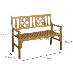 Outsunny Banco De Jardín Plegable De Madera Banco De 2 Plazas Exterior 120,5x55,5x90,2 Cm Con Asiento De Listones Y Reposabrazos Para Terraza Balcón Patio Natural -Tienda de muebles de jardín f6e2f426a068bb0dd530cdd45390350a45267c66 656bf4edbc224ffdadc1edfc12143fb1