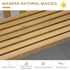 Outsunny Banco De Jardín De 3 Plazas Banco Exterior De Madera Con Respaldo De Listones Para Terraza Patio Balcón Carga 360 Kg 144x60x77 Cm Natural -Tienda de muebles de jardín f9fe7bc46ac22cd867ea5966ab5f344523c068cc 106e3c49956b4056a964a53fbaf7777a