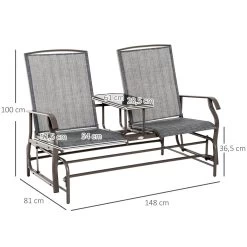 Outsunny Mecedora De 2 Plazas Banco Balancín Tipo Silla Basculante De Jardín O Patio De Metal Y Tela Texteline Para Exterior 148x81x100 Cm -Tienda de muebles de jardín fb2d6edc163a69941b7f42ae50da9909d34c305d 8b53cc4f86ef4be8964384c7e270fdb3