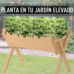 Outsunny Huerto Urbano De Madera 100x70x80 Cm Mesa De Cultivo Para Plantas Flores Hortalizas Con Patas Elevadas 4 Orificios De Drenaje Y Tela Geotextil -Tienda de muebles de jardín fbd42beae9839bceb893aef3aed183ba6a53d686 7ac0e9864fe24e7cbb86bed6ec98a3ae