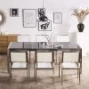 Mesa De Comedor De Metal/granito Gris Oscuro/plateado 220 X 100 Cm GROSSETO