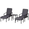 Outsunny Conjunto Mueble Exterior Apto Jardin Incluye 2 Sillas 2 Taburetes 1 Mesa Para Café Con Cojín Suave 5 Niveles En Respaldo Reclinable Gris Y Negro 50x50x82/77/70/60/50cm -Tienda de muebles de jardín fccee8a58b3b1dbd47490bf2b64340f43344fc76 92ef6db00d614370be26c212d8e30920