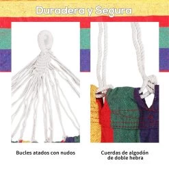Outsunny Hamaca De Algodón Para Jardín 210x150 Cm Hamaca Colgante Portátil Carga Máx. 180 Kg Para Acampar Piscina Camping Rayas Multicolor -Tienda de muebles de jardín fee79a609041a5adabe348f7c4c5009d34e3b584 79b2e2764e2d4bf689a5741ef2d0914a