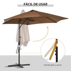 Outsunny Sombrilla Voladizo De Jardín Ø295x245 Cm Parasol Excéntrico Manivela Manual Con 6 Varillas De Metal Ventilación Y Base Cruzada Para Patio Terraza Exterior Marrón -Tienda de muebles de jardín ff1fff80aff775ae46a3cd30f568c9a9cba74042 2fbc298b98b141a8baacaaed4014b823