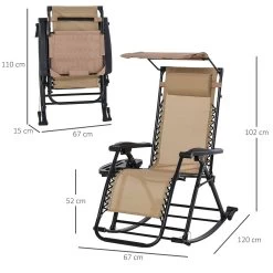 Outsunny Silla Mecedora De Jardín Plegable Tumbona Reclinable Con Techo Protección Solar Reposacabezas Extraíble Y Reposapiés Estructura De Acero 120x67x102 Cm Beige -Tienda de muebles de jardín ff898c220d234f750cdf6c7c0ae53b5b7a4231a6 7f4e6f9654d3452b97c1eb9fdb7dfb58